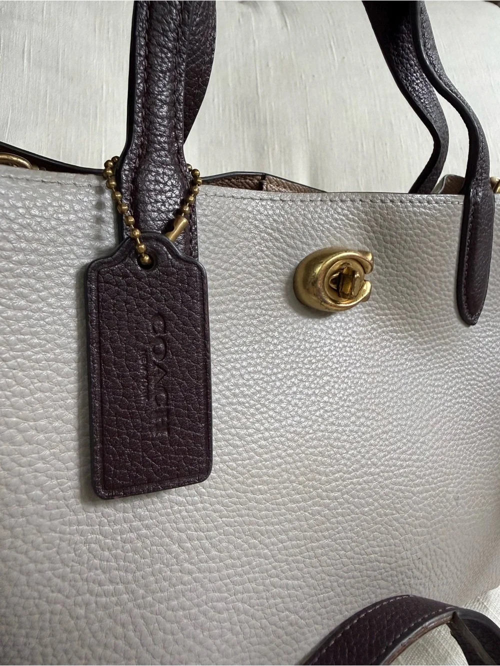COACH Willow toys grey leather gold hardware